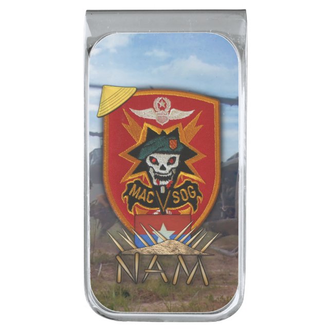 MACVSOG Vietnam Military Assistance Command Silver Finish Money Clip (Front Vertical)