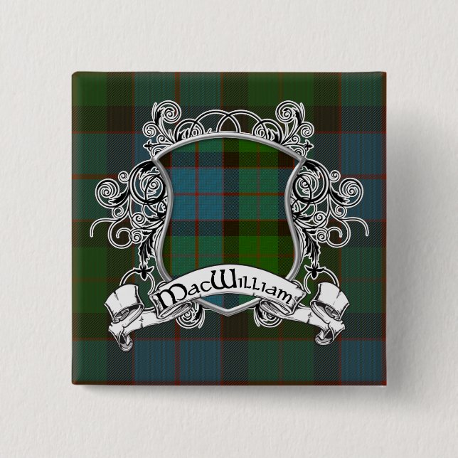 MacWilliam Tartan Shield Pinback Button (Front)