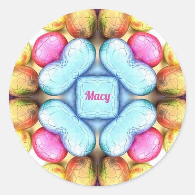 MACY EASTER ~ WOW! Pretty Eggs for Easter Giving ~ Classic Round Sticker (Front)