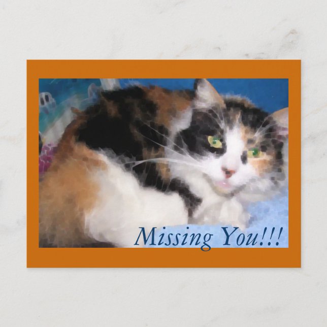 Macy girl oil painting, Missing You!!! postcard (Front)