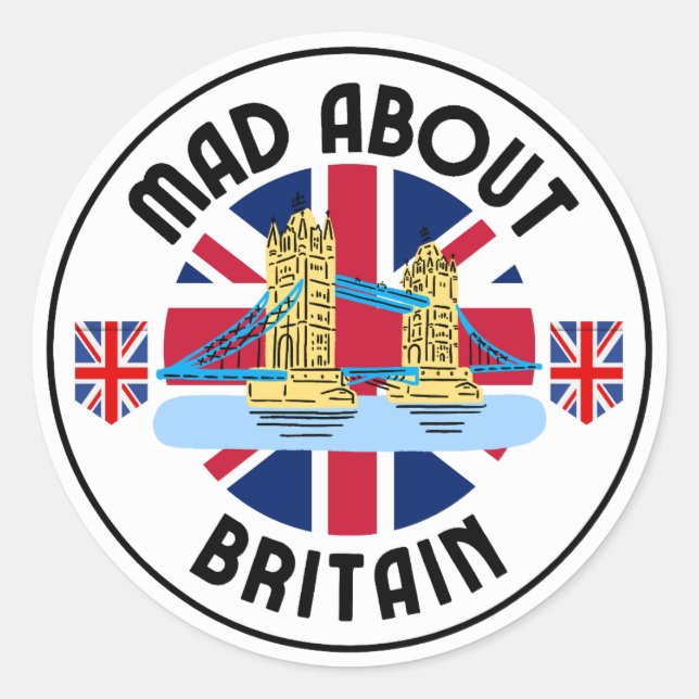 Mad About Britain Tower Bridge Classic Round Sticker (Front)