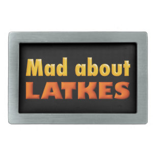 MAD ABOUT LATKES funny chanukkah hanukkah gift Rectangular Belt Buckle