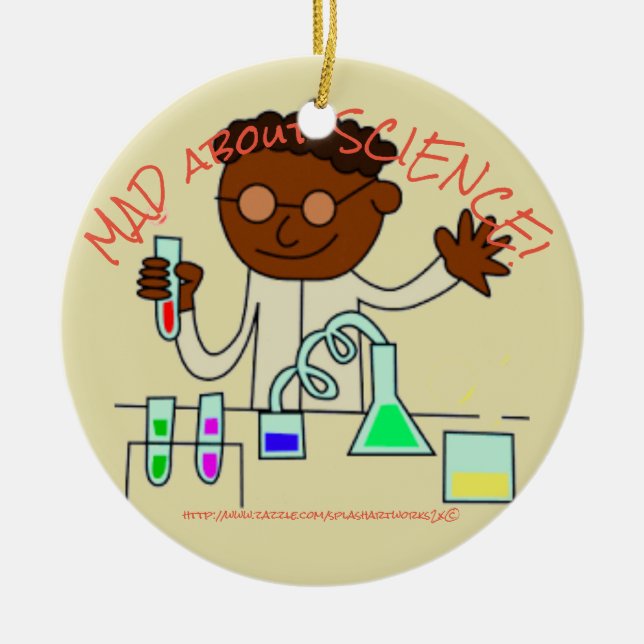 "MAD about SCIENCE!" Ceramic Ornament (Front)