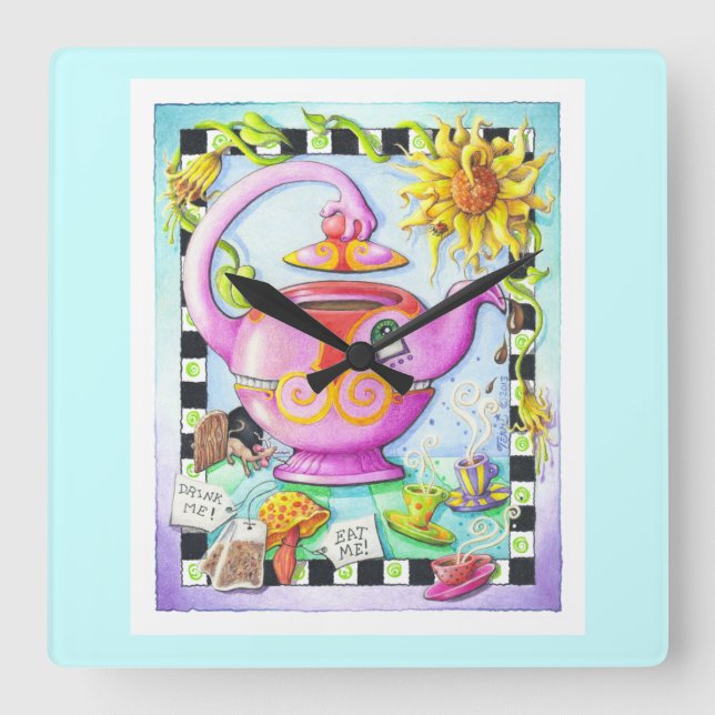 MAD ABOUT TEA PARTY SQUARE WALL CLOCK (Front)
