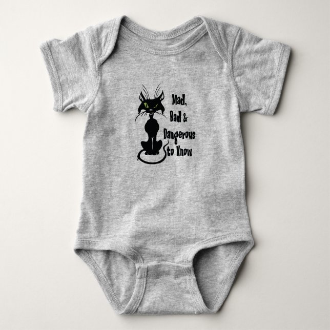 Mad, Bad & Dangerous to Know, Black Cat Baby Bodysuit (Front)