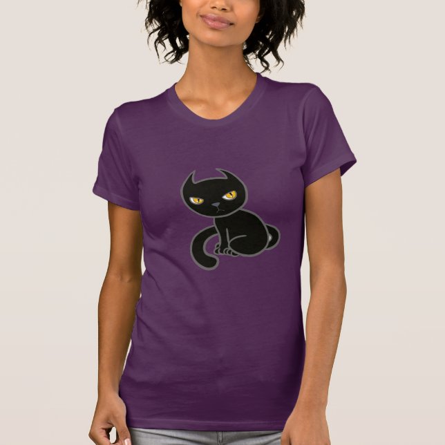 Mad Black Kitty Cat T-Shirt (Front)