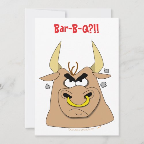 Mad Bull Funny Barbecue Party Invitations Template