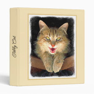Mad Cat Painting - Cute Original Cat Art 3 Ring Binder
