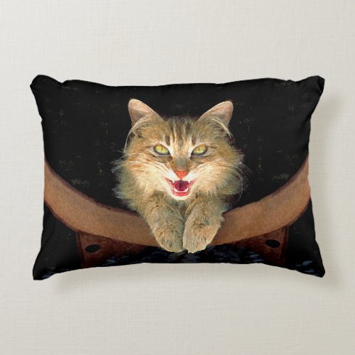 Mad Cat Painting _ Cute Original Cat Art Accent Pillow