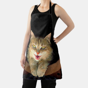 Mad Cat Painting - Cute Original Cat Art Apron