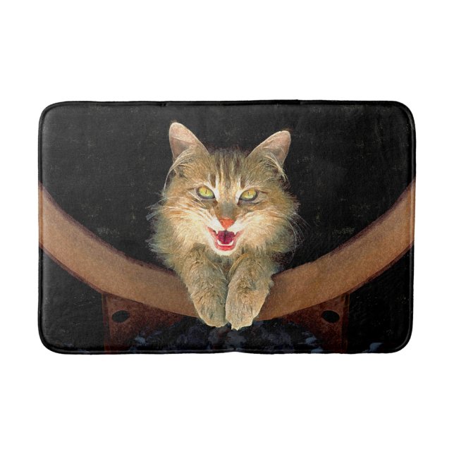 Mad Cat Painting - Cute Original Cat Art Bath Mat (Front)