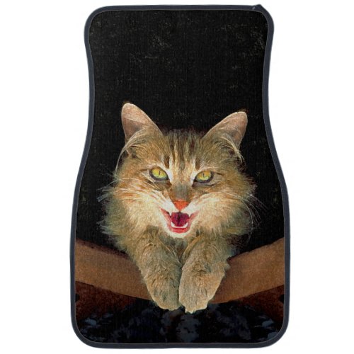 Mad Cat Painting _ Cute Original Cat Art Car Floor Mat