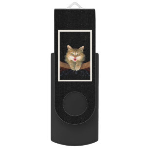 Mad Cat Painting - Cute Original Cat Art Flash Drive