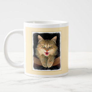 Mad Cat Painting - Cute Original Cat Art Giant Coffee Mug
