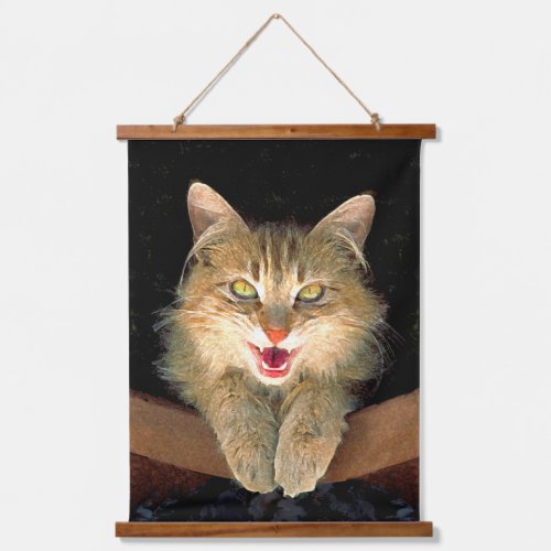 Mad Cat Painting _ Cute Original Cat Art Hanging Tapestry