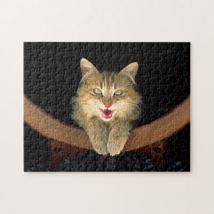 Mad Cat Painting - Cute Original Cat Art Jigsaw Puzzle