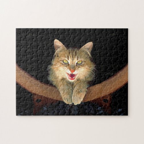 Mad Cat Painting _ Cute Original Cat Art Jigsaw Puzzle