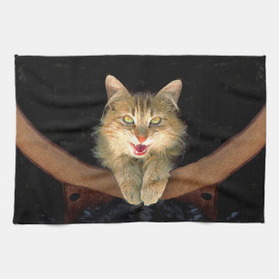 Mad Cat Painting - Cute Original Cat Art Kitchen Towel
