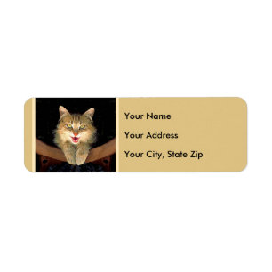 Mad Cat Painting - Cute Original Cat Art Label