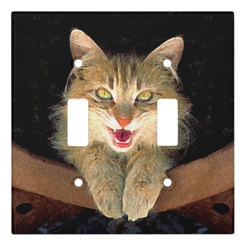 Mad Cat Painting _ Cute Original Cat Art Light Switch Cover