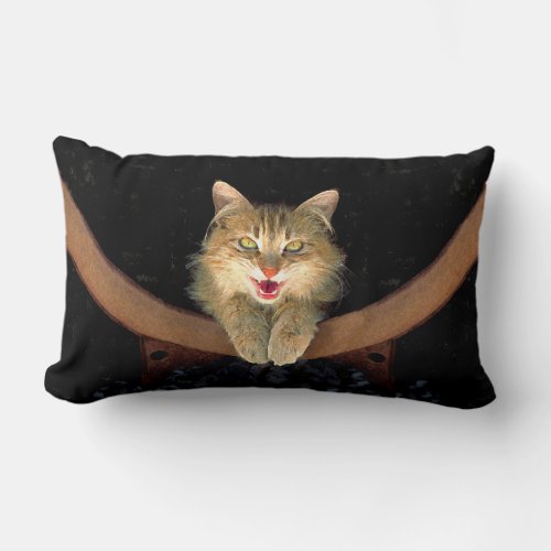 Mad Cat Painting _ Cute Original Cat Art Lumbar Pillow