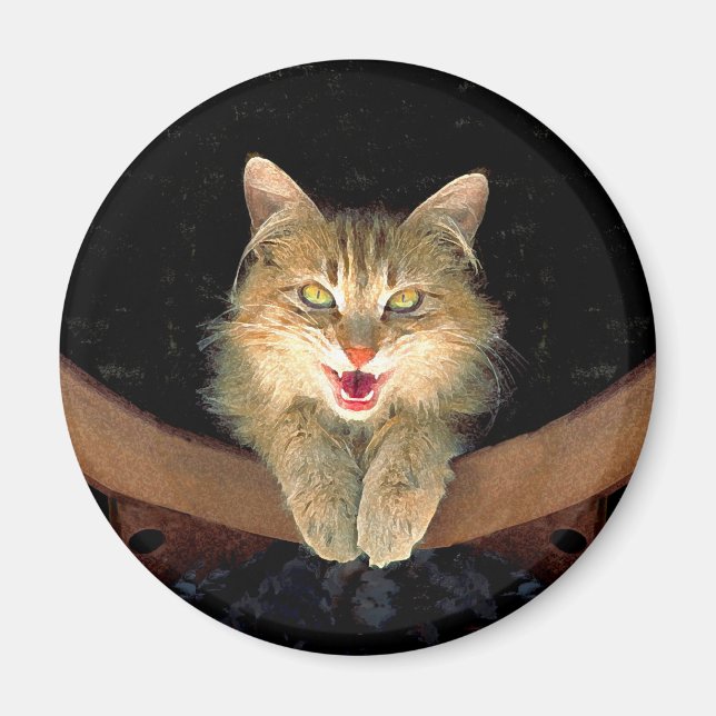 Mad Cat Painting - Cute Original Cat Art Magnet (Front)