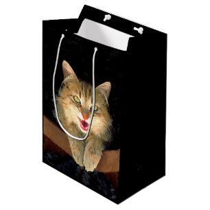 Mad Cat Painting - Cute Original Cat Art Medium Gift Bag