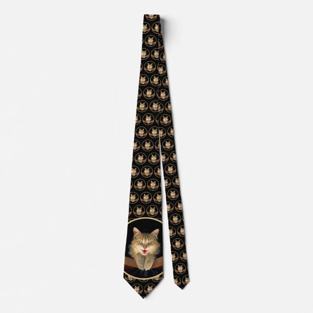 Mad Cat Painting - Cute Original Cat Art Neck Tie (Front)