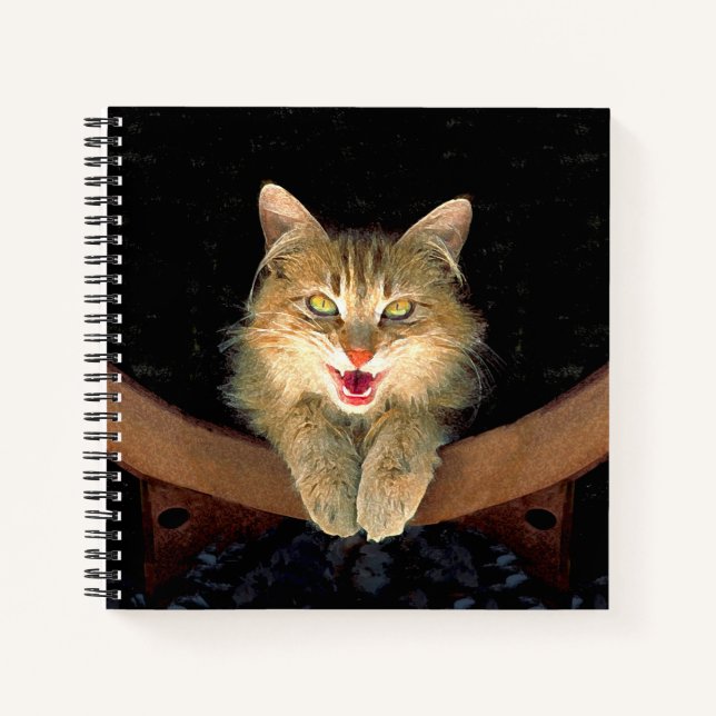 Mad Cat Painting - Cute Original Cat Art Notebook (Front)