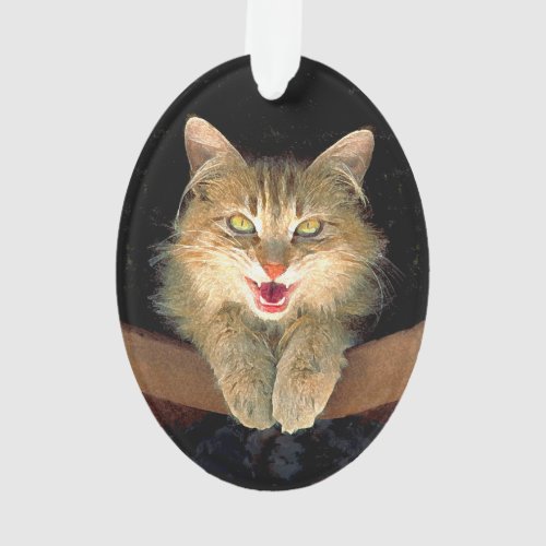 Mad Cat Painting _ Cute Original Cat Art Ornament