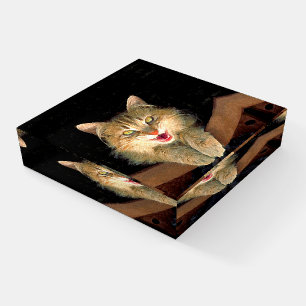 Mad Cat Painting - Cute Original Cat Art Paperweight
