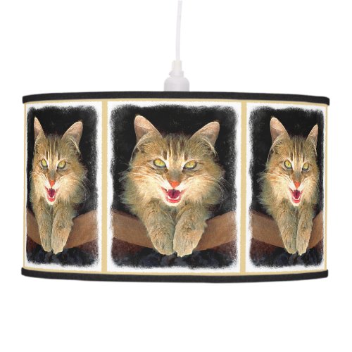 Mad Cat Painting _ Cute Original Cat Art Pendant Lamp
