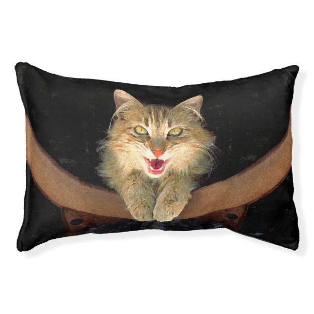 Mad Cat Painting - Cute Original Cat Art Pet Bed (Front)