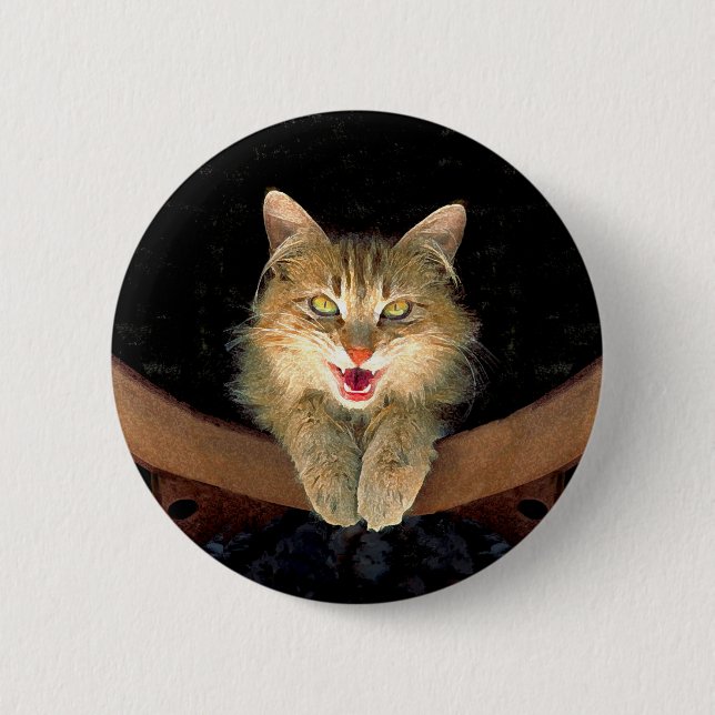Mad Cat Painting - Cute Original Cat Art Pinback Button (Front)