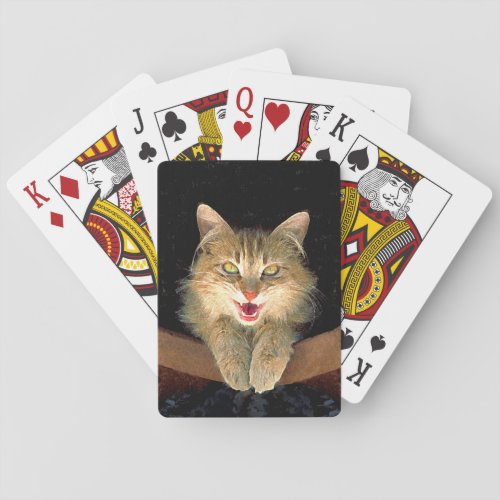 Mad Cat Painting _ Cute Original Cat Art Playing Cards
