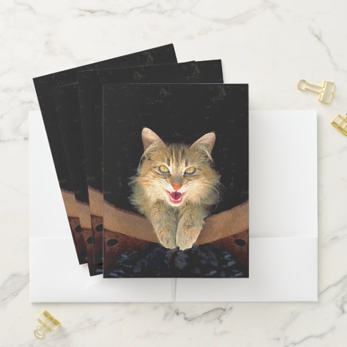 Mad Cat Painting _ Cute Original Cat Art Pocket Folder