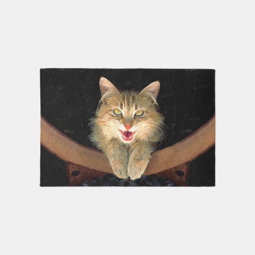 Mad Cat Painting _ Cute Original Cat Art Rug