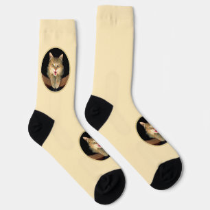 Mad Cat Painting - Cute Original Cat Art Socks