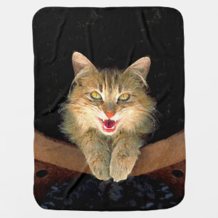 Mad Cat Painting - Cute Original Cat Art Swaddle Blanket