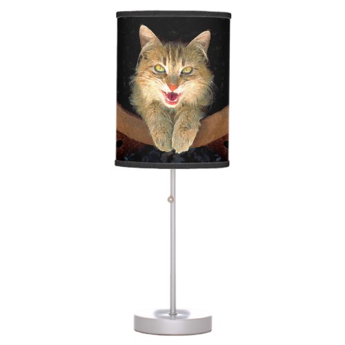 Mad Cat Painting _ Cute Original Cat Art Table Lamp