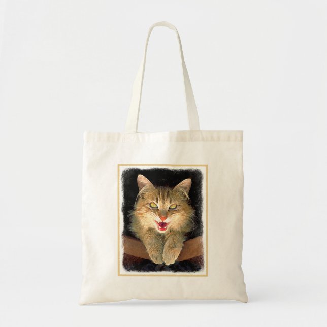 Mad Cat Painting - Cute Original Cat Art Tote Bag (Front)