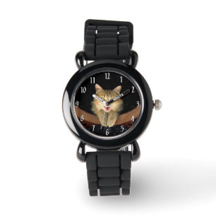 Mad Cat Painting - Cute Original Cat Art Watch