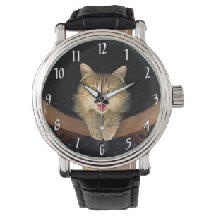 Mad Cat Painting - Cute Original Cat Art Watch