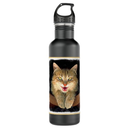 Mad Cat Painting _ Cute Original Cat Art Water Bottle
