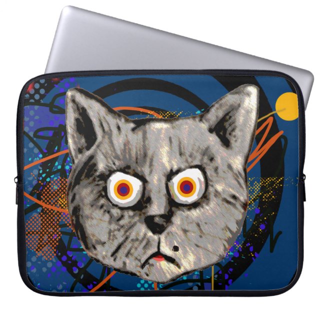mad cat ~ strange meow laptop sleeve (Front)