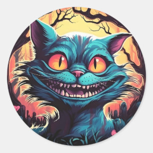 Mad Cheshire Cat Alice in Wonderland Classic Round Sticker