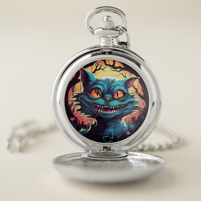 Mad Cheshire Cat Alice in Wonderland  Pocket Watch (Inside)