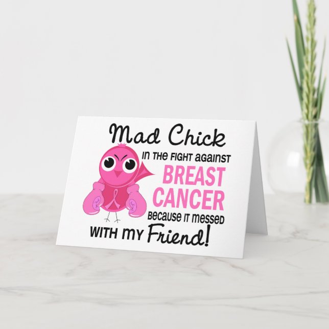 Mad Chick 2 Friend Breast Cancer Card (Front)