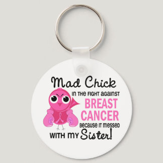 Mad Chick 2 Sister Breast Cancer Keychain