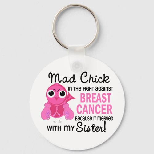 Mad Chick 2 Sister Breast Cancer Keychain